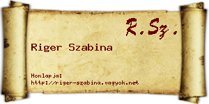 Riger Szabina névjegykártya